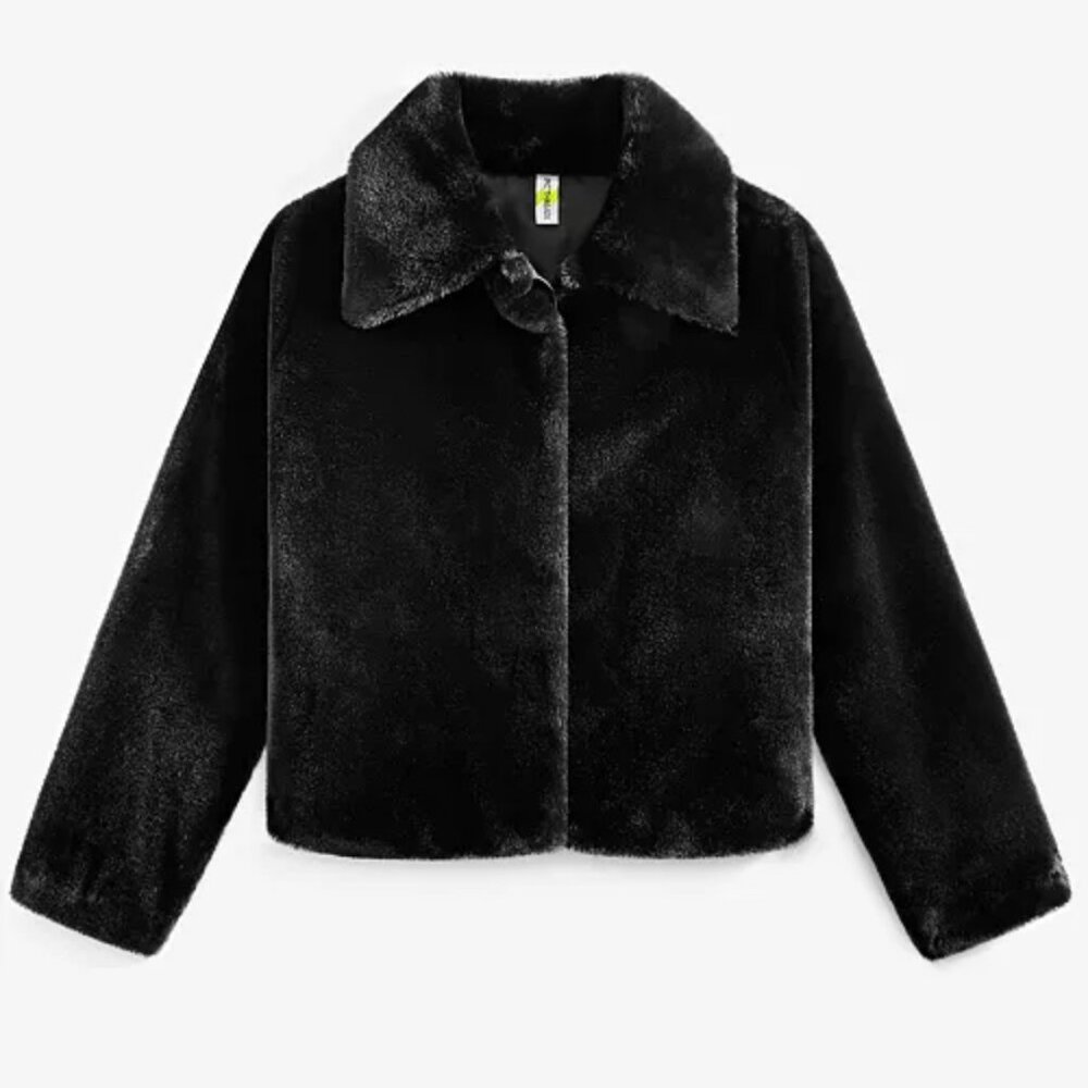 Girls Size Large Black Faux Fur Jacket